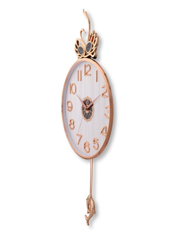 De'rons Silent Stylish Pendulum Wall Clock with Swan Emblem lolak Big Wall Clock with Pendulum for Living Room Bedroom Home Decor Gift Decorative Clocks 35 x 76 cm DC-2289PD (White) - Image 5